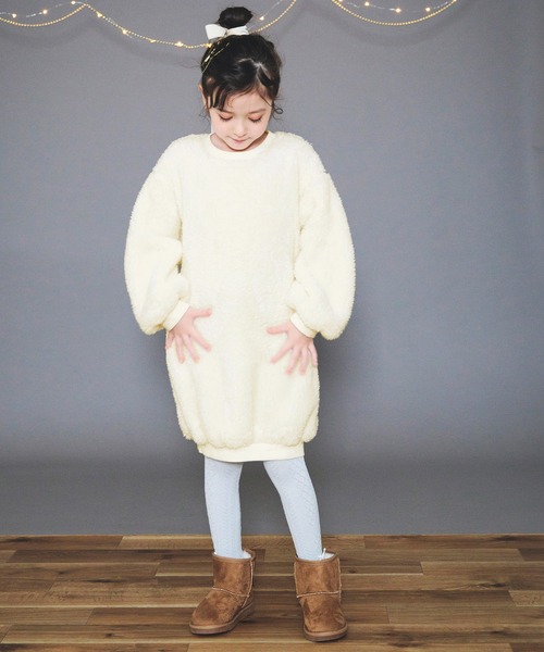 BRANSHES（ブランシェス）の「ボアワンピース（ワンピース・キッズ・ピンク/アイボリー/ライトグレー・100/150/90/110/130/120/140）」の20枚目の写真