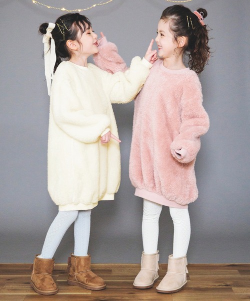 BRANSHES（ブランシェス）の「ボアワンピース（ワンピース・キッズ・ピンク/アイボリー/ライトグレー・100/150/90/110/130/120/140）」の17枚目の写真