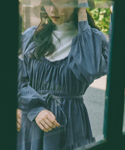 セール】【クティールとレトロ】ピーチギャザーワンピース