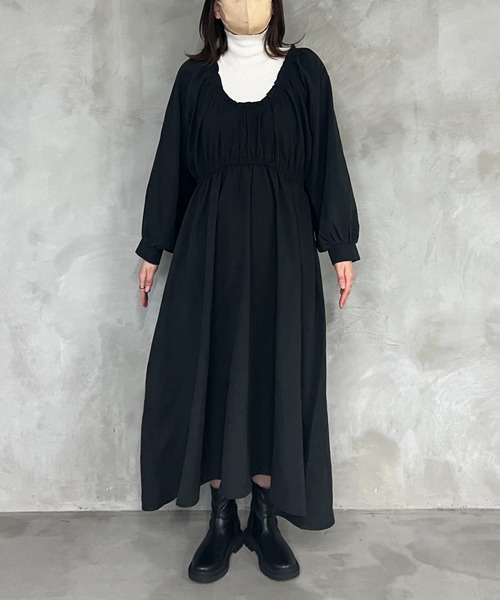 ワンピース kutaro セール】【クティールとレトロ】ピーチギャザーワンピース