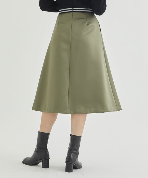 BORDERS at BALCONY / ボーダーズアットバルコニー】SATIN FLARE SKIRT 