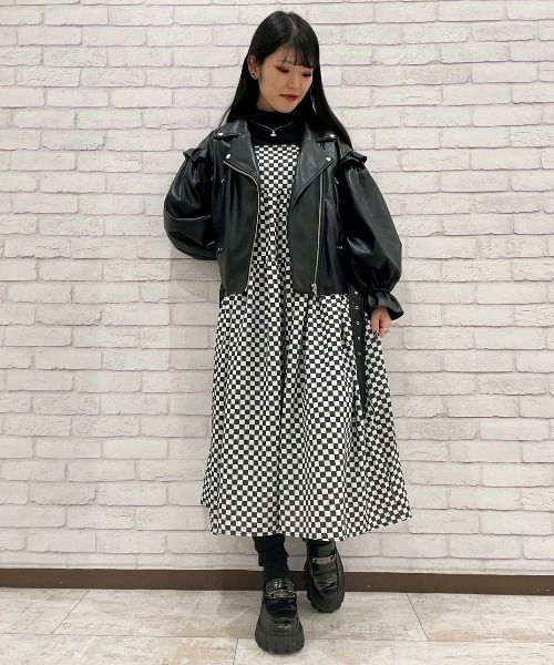 【まとめ買い】 Candy Stripper フレアスカート 黒 ギンガムチェック ワンピース ワンピース