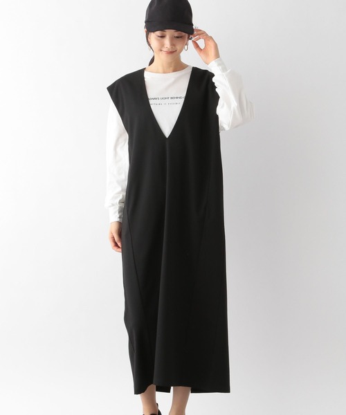 GLOBAL WORK(グローバルワーク)の「Vネックジャンスカ/176399(ジャンパースカート・レディース・オフホワイト/ブラック/カーキ・FREE)」の15枚目の写真