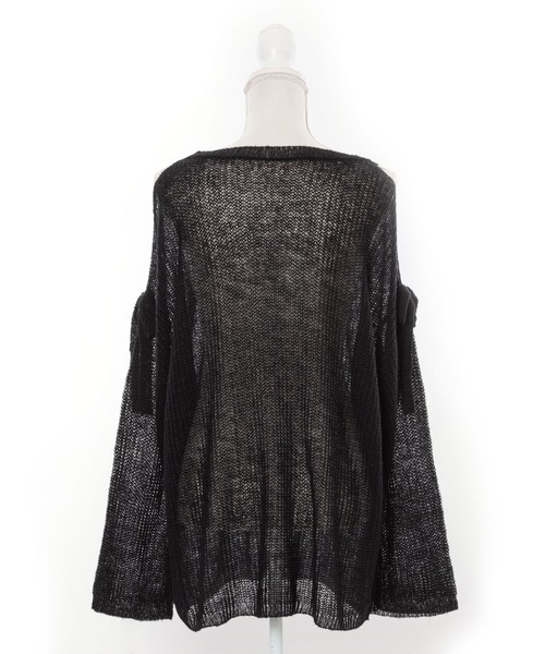 DearMyLoveRose（ディアマイラブローズ）の「ショルダーリボンスリット透かしニット（ニット/セーター・レディース・ホワイト/グレー/ブラック/ベビーピンク・M-L/LL～3L）」の13枚目の写真