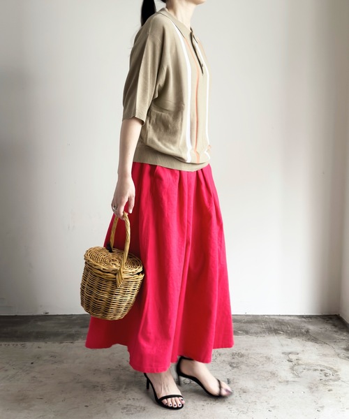 ポロシャツ ポロ COMMONWARE:ストライプ ニットポロS/S レディース メンズ COMMON WARE ポロシャツ ポロ COMMONWARE:ストライプ ニットポロ