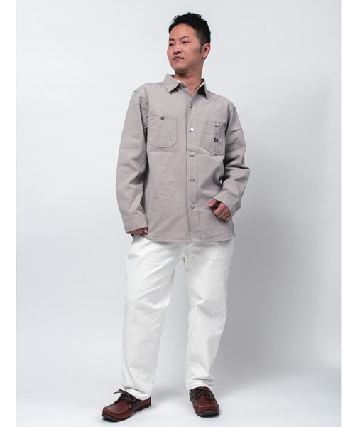 Alil(アリル)の「【Alil】ピケ&デニム ワークシャツ 大人カジュアル(シャツ/ブラウス・メンズ・グレイッシュベージュ/カーキ/ブルー・SMALL/MEDIUM/LARGE)」の6枚目の写真