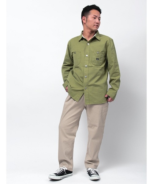 Alil(アリル)の「【Alil】ピケ&デニム ワークシャツ 大人カジュアル(シャツ/ブラウス・メンズ・グレイッシュベージュ/カーキ/ブルー・SMALL/MEDIUM/LARGE)」の11枚目の写真
