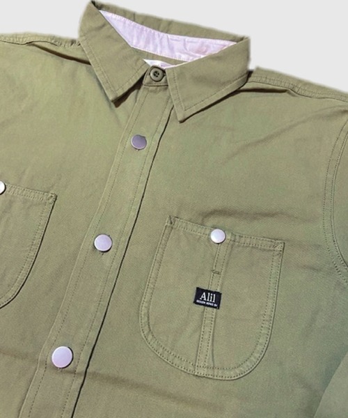 Alil(アリル)の「【Alil】ピケ&デニム ワークシャツ 大人カジュアル(シャツ/ブラウス・メンズ・グレイッシュベージュ/カーキ/ブルー・SMALL/MEDIUM/LARGE)」の20枚目の写真