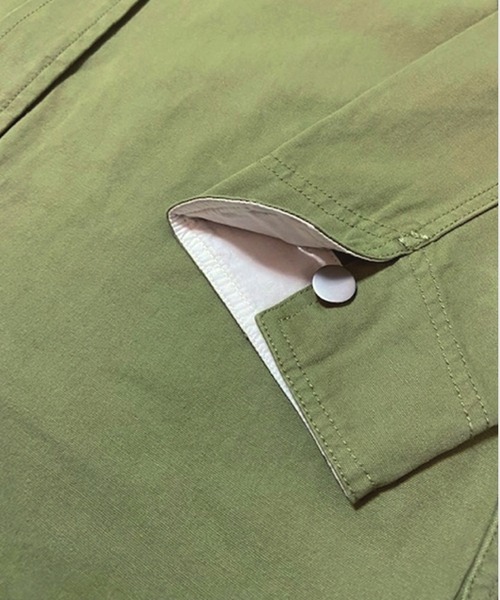 Alil(アリル)の「【Alil】ピケ&デニム ワークシャツ 大人カジュアル(シャツ/ブラウス・メンズ・グレイッシュベージュ/カーキ/ブルー・SMALL/MEDIUM/LARGE)」の8枚目の写真