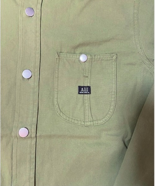 Alil(アリル)の「【Alil】ピケ&デニム ワークシャツ 大人カジュアル(シャツ/ブラウス・メンズ・グレイッシュベージュ/カーキ/ブルー・SMALL/MEDIUM/LARGE)」の18枚目の写真