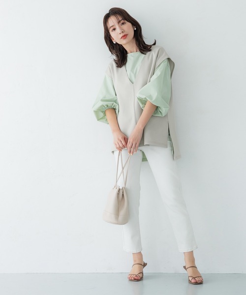 coca（coca）（コカ）の「ダンボールベスト（ベスト・レディース・ブラック/アイボリー・M/L）」の5枚目の写真