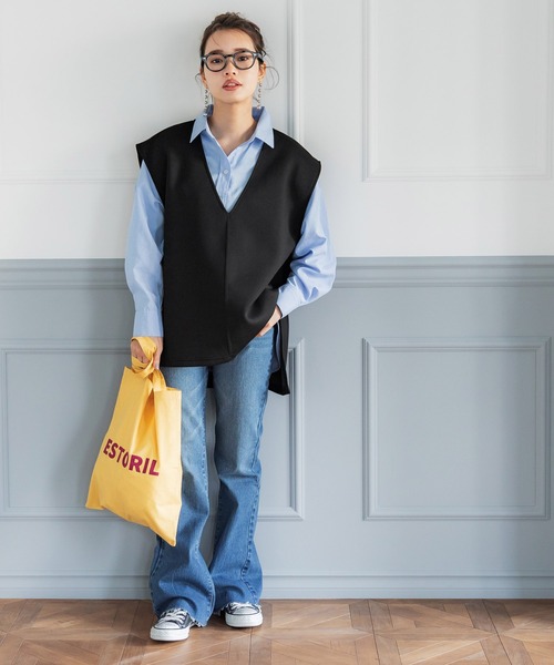 coca（coca）（コカ）の「ダンボールベスト（ベスト・レディース・ブラック/アイボリー・M/L）」の8枚目の写真