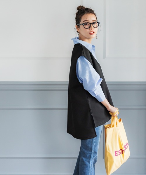 coca（coca）（コカ）の「ダンボールベスト（ベスト・レディース・ブラック/アイボリー・M/L）」の9枚目の写真