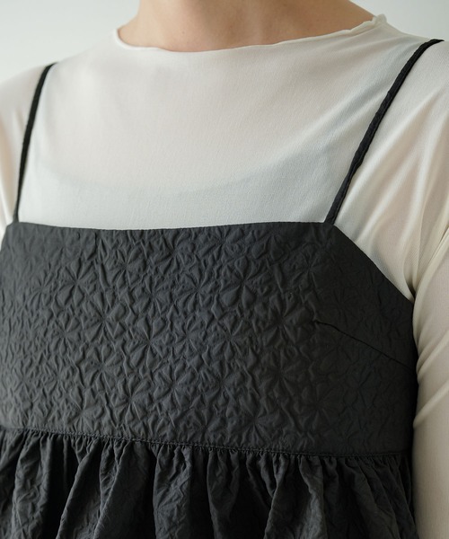 rectangle(レクタングル)の「ジャガードペプラムキャミ【セットアップ可】(シャツ/ブラウス・レディース・アイボリー/ブラック・FREE)」の7枚目の写真