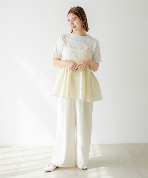 rectangle(レクタングル)の「ジャガードペプラムキャミ【セットアップ可】(シャツ/ブラウス・レディース・アイボリー/ブラック・FREE)」の16枚目の写真