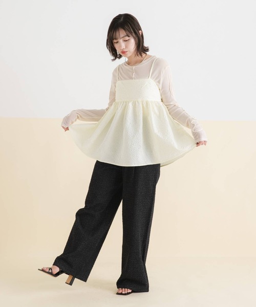 セール】ジャガードペプラムキャミ【セットアップ可】（シャツ