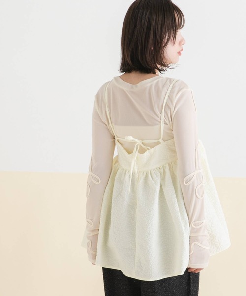 rectangle(レクタングル)の「ジャガードペプラムキャミ【セットアップ可】(シャツ/ブラウス・レディース・アイボリー/ブラック・FREE)」の20枚目の写真