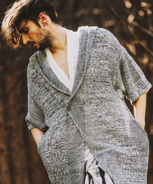 NO ID.(ノーアイディ)の「【NO ID.】Changing Knit Half Sleeve Cardigan / チェンジング ニット ハーフ スリーブ カーディガン(カーディガン/ボレロ・メンズ・ホワイト×ブラック/アイボリー/ブラック・ONE SIZE)」の2枚目の写真