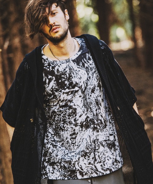 NO ID.(ノーアイディ)の「【NO ID.】Changing Knit Half Sleeve Cardigan / チェンジング ニット ハーフ スリーブ カーディガン(カーディガン/ボレロ・メンズ・ホワイト×ブラック/アイボリー/ブラック・ONE SIZE)」の3枚目の写真