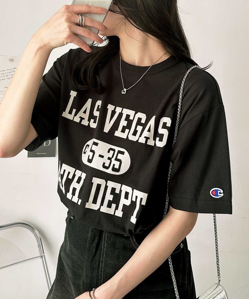 Champion（チャンピオン）の「【新色追加】別注【Champion×GeeRA】ロゴＴシャツ（Tシャツ/カットソー・レディース・ブラック/ブラック系その他/ホワイト/オフホワイト/ブラック系その他2/ホワイト系その他/ブラック系その他3/ホワイト系その他2・X-LARGE/LARGE/MEDIUM）」の8枚目の写真