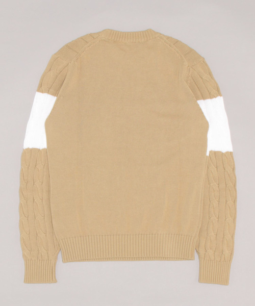 BENETTON (UNITED COLORS OF BENETTON)（ベネトンユナイテッドカラーズオブベネトン）の「ケーブル編み切り替えコットンニット・セーター（ニット/セーター・メンズ・ベージュ系その他・SMALL/MEDIUM/LARGE/X-SMALL）」の2枚目の写真