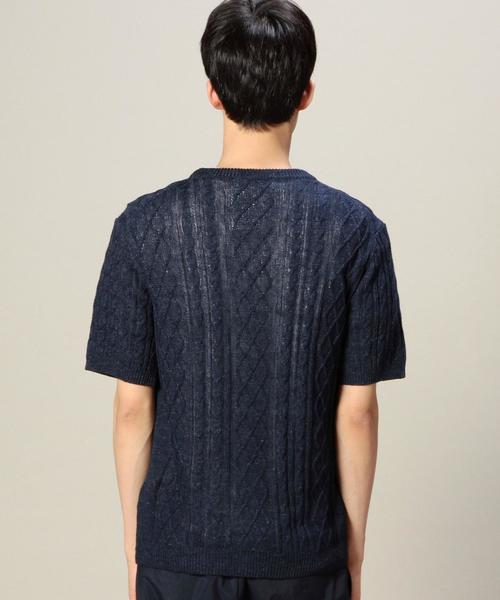 MONKEY TIME（モンキータイム）の「＜monkey time＞ リネン ケーブルニット（ニット/セーター・メンズ・オフホワイト/グレー/ネイビー・SMALL/MEDIUM/LARGE）」の4枚目の写真