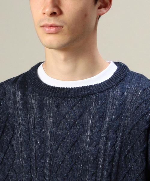 MONKEY TIME（モンキータイム）の「＜monkey time＞ リネン ケーブルニット（ニット/セーター・メンズ・オフホワイト/グレー/ネイビー・SMALL/MEDIUM/LARGE）」の12枚目の写真
