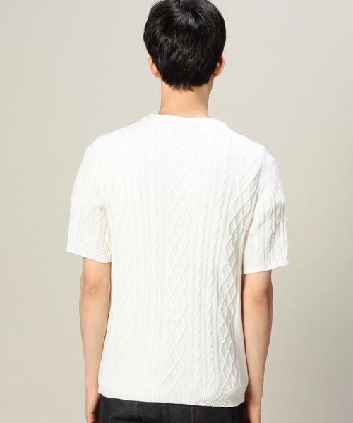 MONKEY TIME（モンキータイム）の「＜monkey time＞ リネン ケーブルニット（ニット/セーター・メンズ・オフホワイト/グレー/ネイビー・SMALL/MEDIUM/LARGE）」の6枚目の写真