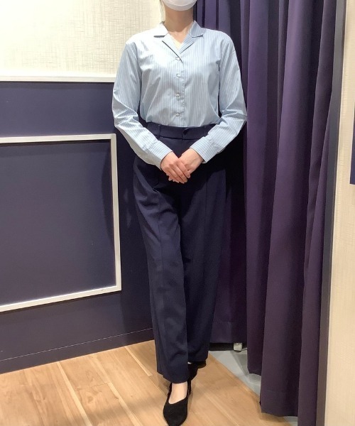 TOKYO SHIRTS(トウキョウシャツ)の「形態安定ノーアイロン オープンカラー 長袖ビジネスワイシャツ(ビジネスシャツ・レディース・ライトグリーン・M/L/S/XL/LL)」の10枚目の写真