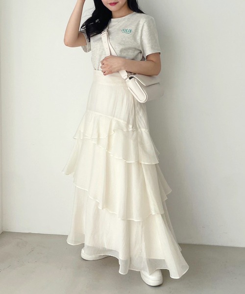 one after another NICE CLAUP(ワンアフターアナザーナイスクラップ)の「JOLIE ワンポイントロゴ刺繍T(Tシャツ/カットソー・レディース・オートミール/ホワイト系その他/レッド/オフホワイト・FREE)」の13枚目の写真