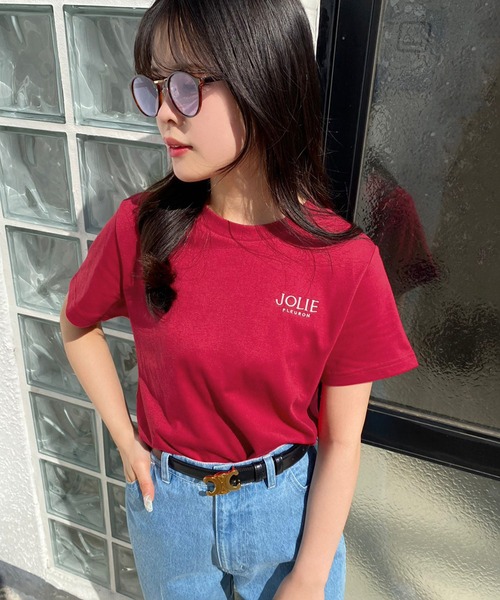 one after another NICE CLAUP(ワンアフターアナザーナイスクラップ)の「JOLIE ワンポイントロゴ刺繍T(Tシャツ/カットソー・レディース・オートミール/ホワイト系その他/レッド/オフホワイト・FREE)」の16枚目の写真