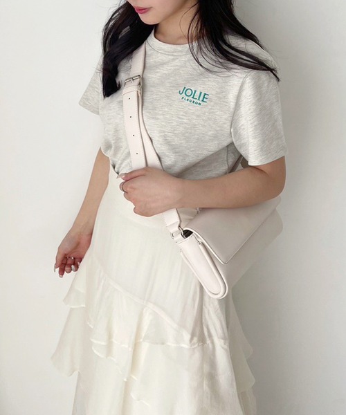 one after another NICE CLAUP(ワンアフターアナザーナイスクラップ)の「JOLIE ワンポイントロゴ刺繍T(Tシャツ/カットソー・レディース・オートミール/ホワイト系その他/レッド/オフホワイト・FREE)」の14枚目の写真