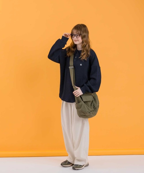 MUHET（ミュエータ）の「ワッフルポロシャツ（ポロシャツ・レディース・ネイビー/アイボリー/杢グレー・MEDIUM/X-LARGE）」の6枚目の写真