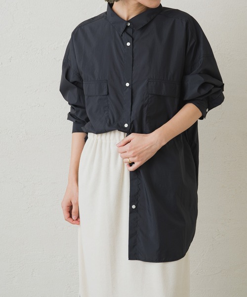 earthy（アーシー）の「【撥水/UVカット】シアーナイロンシャツ（シャツ/ブラウス・レディース・イエロー/オフホワイト/ブラック・FREE）」の22枚目の写真