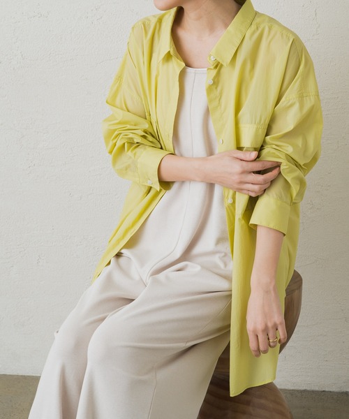 earthy（アーシー）の「【撥水/UVカット】シアーナイロンシャツ（シャツ/ブラウス・レディース・イエロー/オフホワイト/ブラック・FREE）」の14枚目の写真