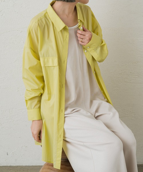 earthy（アーシー）の「【撥水/UVカット】シアーナイロンシャツ（シャツ/ブラウス・レディース・イエロー/オフホワイト/ブラック・FREE）」の16枚目の写真