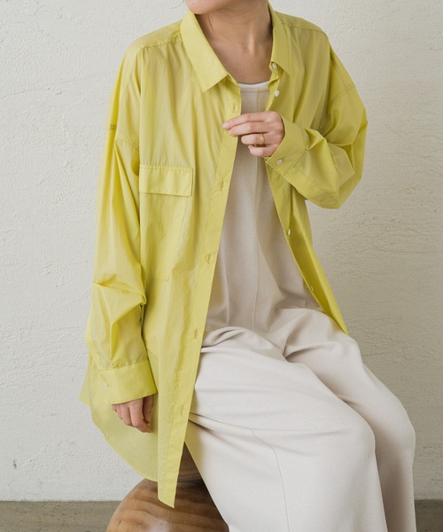 earthy（アーシー）の「【撥水/UVカット】シアーナイロンシャツ（シャツ/ブラウス・レディース・イエロー/オフホワイト/ブラック・FREE）」の21枚目の写真