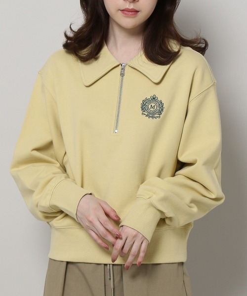 MAGPIEROBIN(マグパイロビン)の「MAGPIE ROBIN/ロゴハーフZIPスウェット 2197554(スウェット・レディース・ライトグレー/チャコール/イエロー・FREE)」の1枚目の写真