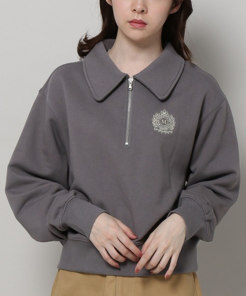 MAGPIEROBIN(マグパイロビン)の「MAGPIE ROBIN/ロゴハーフZIPスウェット 2197554(スウェット・レディース・ライトグレー/チャコール/イエロー・FREE)」の3枚目の写真