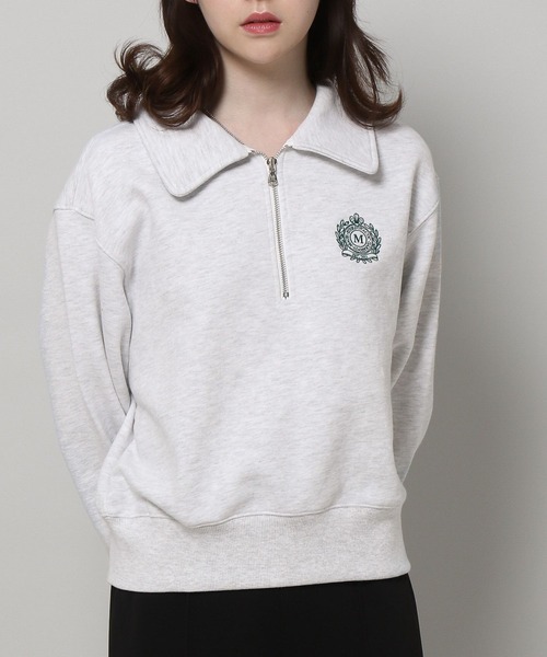 MAGPIEROBIN(マグパイロビン)の「MAGPIE ROBIN/ロゴハーフZIPスウェット 2197554(スウェット・レディース・ライトグレー/チャコール/イエロー・FREE)」の2枚目の写真