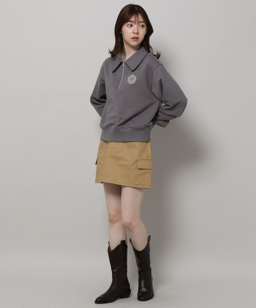 MAGPIEROBIN(マグパイロビン)の「MAGPIE ROBIN/ロゴハーフZIPスウェット 2197554(スウェット・レディース・ライトグレー/チャコール/イエロー・FREE)」の15枚目の写真