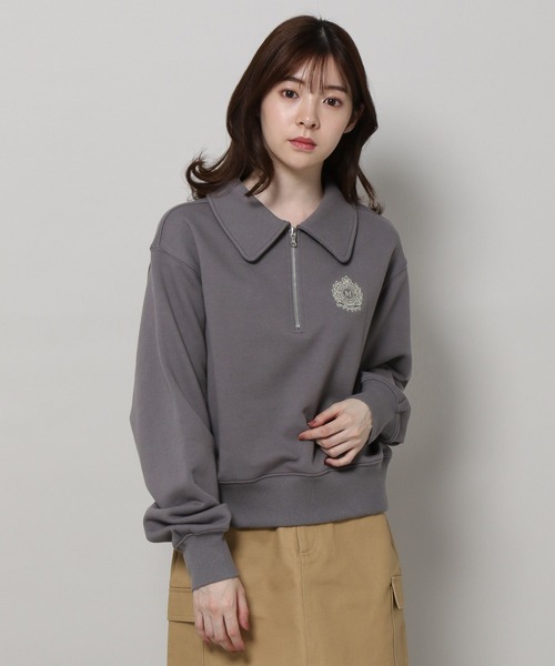 MAGPIEROBIN(マグパイロビン)の「MAGPIE ROBIN/ロゴハーフZIPスウェット 2197554(スウェット・レディース・ライトグレー/チャコール/イエロー・FREE)」の13枚目の写真