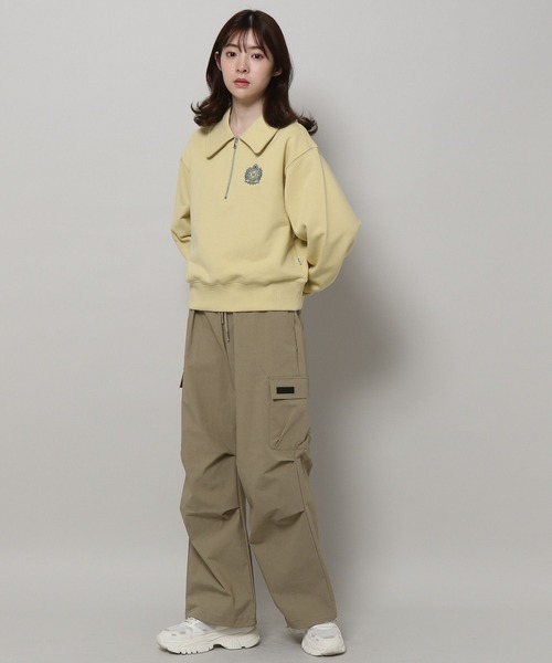 MAGPIEROBIN(マグパイロビン)の「MAGPIE ROBIN/ロゴハーフZIPスウェット 2197554(スウェット・レディース・ライトグレー/チャコール/イエロー・FREE)」の9枚目の写真