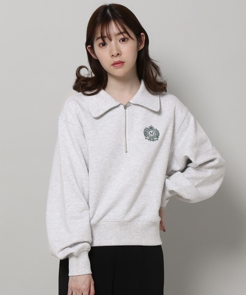 MAGPIEROBIN(マグパイロビン)の「MAGPIE ROBIN/ロゴハーフZIPスウェット 2197554(スウェット・レディース・ライトグレー/チャコール/イエロー・FREE)」の11枚目の写真