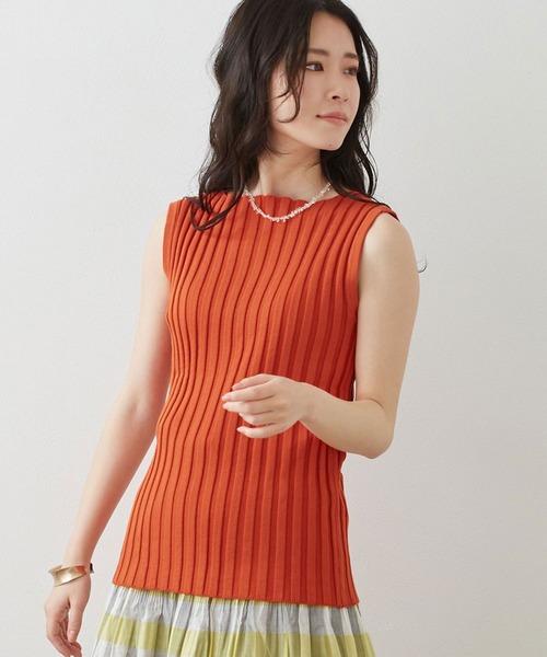 NICOLE white（ニコルホワイト）の「ニットリブタンクトップ（タンク