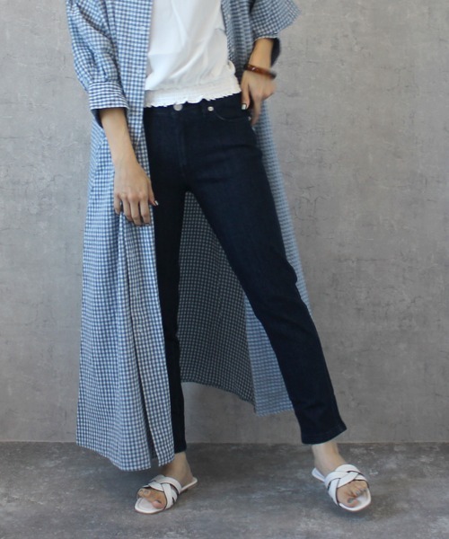 SELECT LEVERY（セレクトリベリー）の「接触冷感デニムスキニーパンツ（股下67ｃｍ）（デニムパンツ・レディース・ネイビー/ホワイト/ライトブルー/ブラック/ワンウォッシュ・MEDIUM/LARGE/X-LARGE）」の5枚目の写真