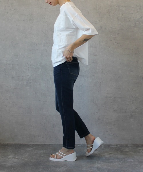 SELECT LEVERY（セレクトリベリー）の「接触冷感デニムスキニーパンツ（股下67ｃｍ）（デニムパンツ・レディース・ネイビー/ホワイト/ライトブルー/ブラック/ワンウォッシュ・MEDIUM/LARGE/X-LARGE）」の10枚目の写真