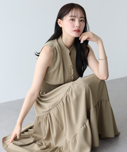 BLUEEAST（ブルーイースト）の「スタンドカラーティアードワンピース