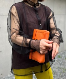 チュールバンドカラーシャツ