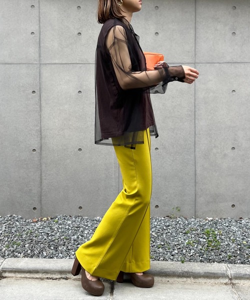 mi via loca（ミヴィアロカ）の「チュールバンドカラーシャツ（シャツ/ブラウス・レディース・ブラック/オフホワイト/ブルーグリーン・FREE）」の16枚目の写真